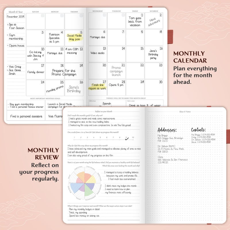 Legend Planner PRO â€“ Deluxe Weekly & Monthly Life Planner to Increase Productivity and Hit Your Goals. Time Management Organizer Notebook â€“ Undated â€“ 7 x 10" Hardcover + Stickers â€“ Rose Gold - Image 4
